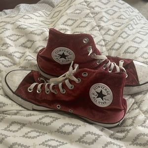 Burgundy velvet converse